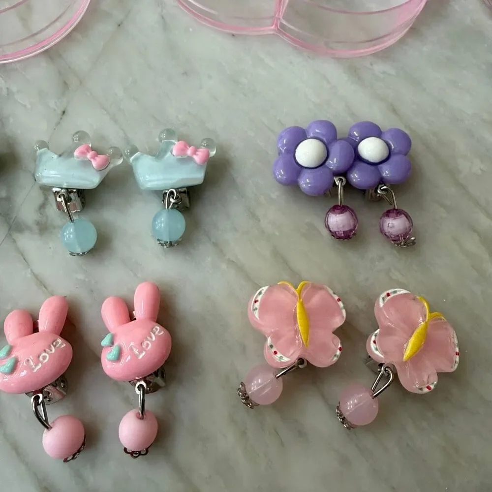 Set of 13 Adorable Cartoon Shape Earring Clips Kids Earrings Toy Girls Ear Decor
